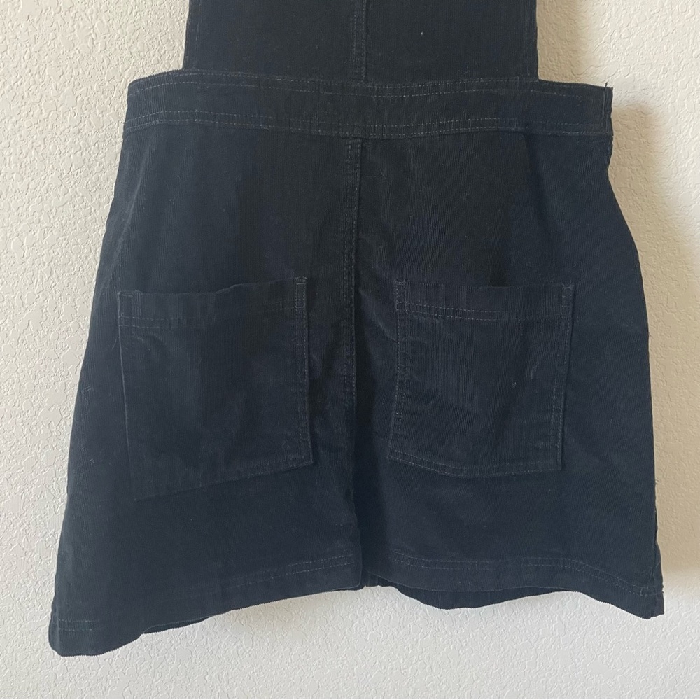 Black Corduroy Overall Skirt with Front Pockets - Picture 3 of 7
